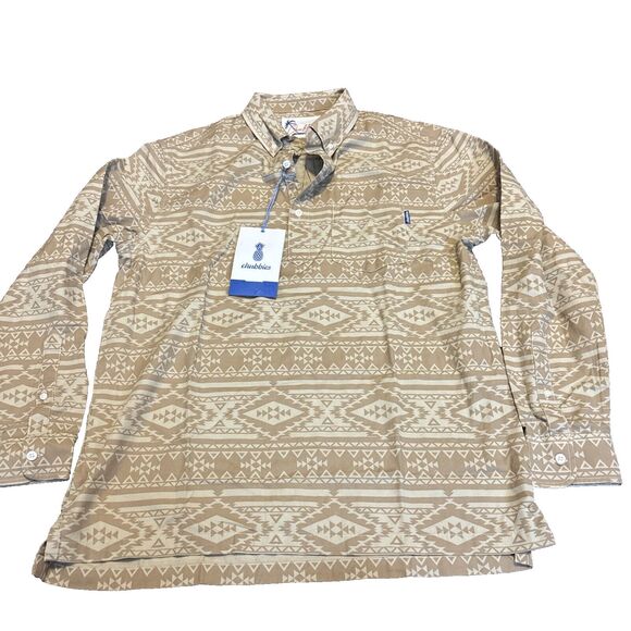New Chubbies Quarter Button Brown Size Large Multicolor Aztec Pattern NWT - Picture 1 of 9